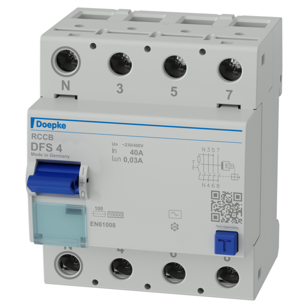 Doepke Doepke FI-Schutzschalter 4p, 40 A, 0.03 A, Typ AC, N-li Doepke Doepke FI-Schutzschalter 4p, 40 A, 0.03 A, Typ AC, N-li